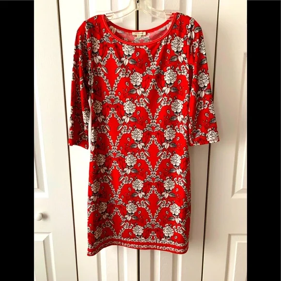 Max Studio Red Floral Sheath Dress Casual Travel Collegiate - Sz S.   EUC! - Picture 3 of 12